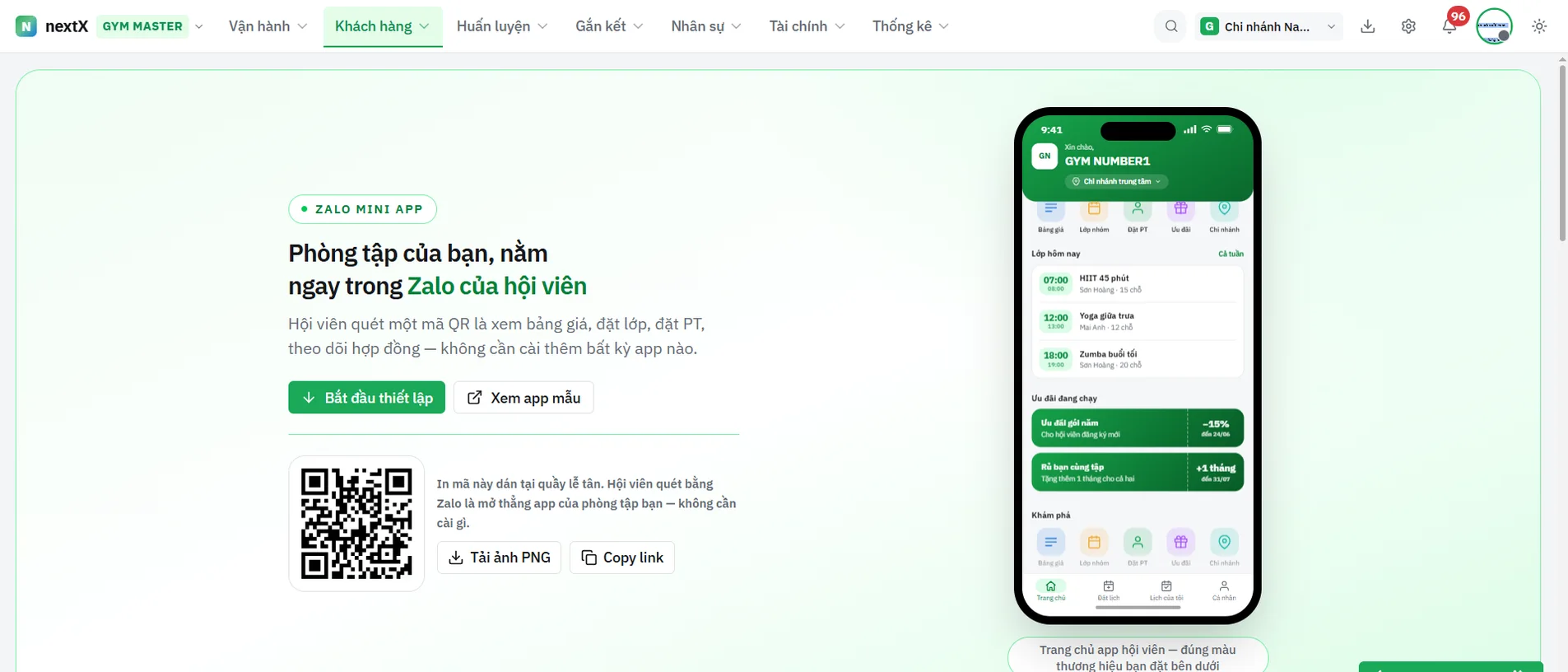 Giao diện GymMaster Member App