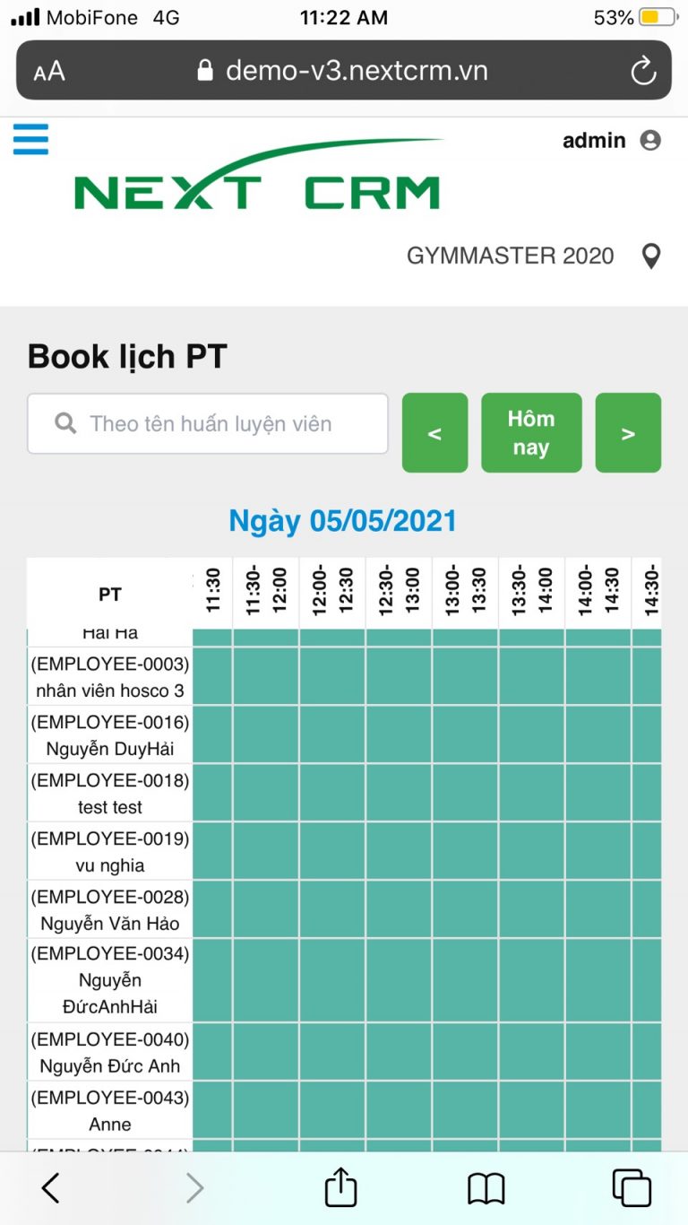 book lịch tập, PT thông qua Mobile App hội viên